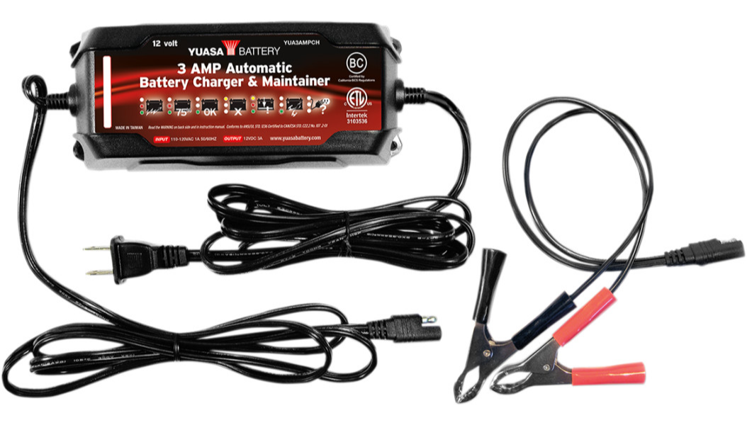 YUASA 3amp Automatic Battery Charger and Maintainer: YUA3AMPCH